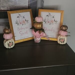 Pink and Gold Pumpkin Centerpiece Set